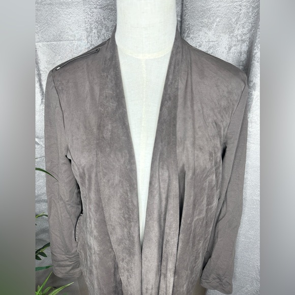 Kut from the Kloth Women’s Suede Drape Jacket Taupe Sz S - Picture 2 of 12